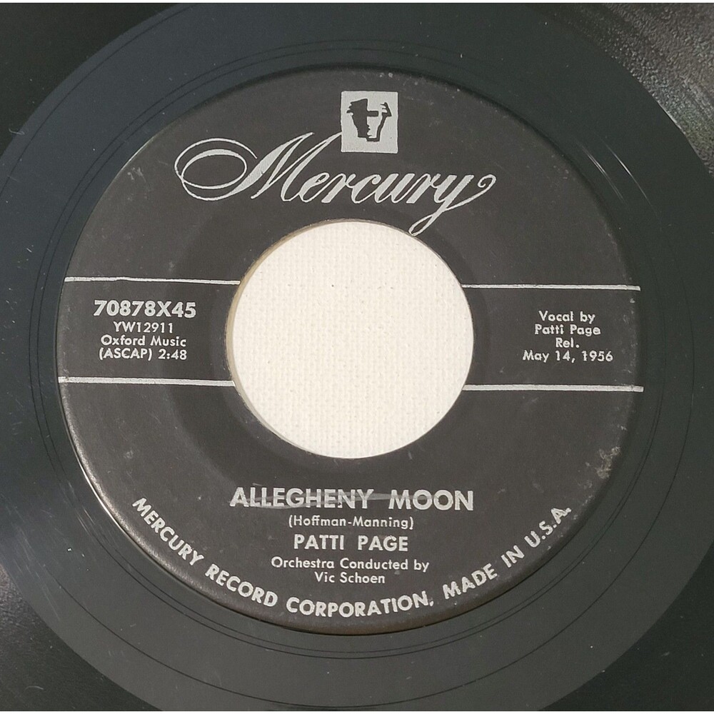 Patti Page 45 RPM - Allegheny Moon / The Strangest Romance - Mercury VG Pop '56